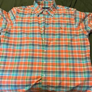 Orange checkered polo shirt